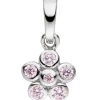 Anhänger 7,3x9,4mm Blume aus 925 Silber mit 6 Zirkonia rosa Mädchen Kinder
