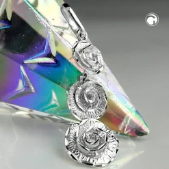 Anhänger 29x10mm 3 Blumen Rosen aus echtem 925 Silber rhodiniert Damen
