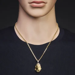 Anhänger 20,5x31mm Büste Jesus mit Dornenkrone aus 585 Gelbgold & Weißgold