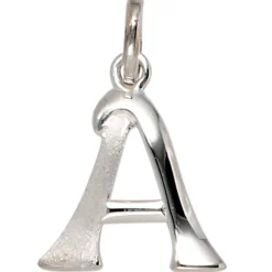 Anhänger 12,8x15mm Buchstabe A aus 925 Silber glänzend teilmattiert Unisex