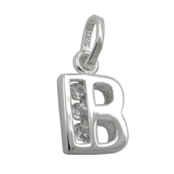 Anhänger 10x7mm Buchstabe B mit Zirkonia aus echtem 925 Silber Damen