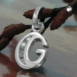 Anhänger 10x7mm Buchstabe G mit Zirkonia aus echtem 925 Silber Damen