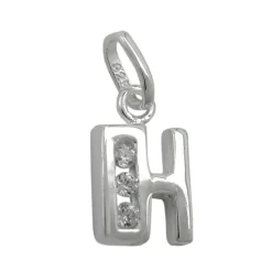 Anhänger 10x7mm Buchstabe H mit Zirkonia aus echtem 925 Silber Damen