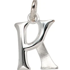 Anhänger 10,6x14,9mm Buchstabe K aus 925 Silber glänzend teilmattiert Unisex