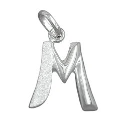 Anhänger 15x13mm Buchstabe M aus 925 Echt Silber matt-glänzend für Damen