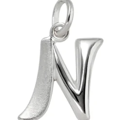 Anhänger 10,7x14,8mm Buchstabe N aus 925 Silber glänzend teilmattiert Unisex