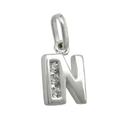 Anhänger 10x7mm Buchstabe N mit Zirkonia aus echtem 925 Silber Damen