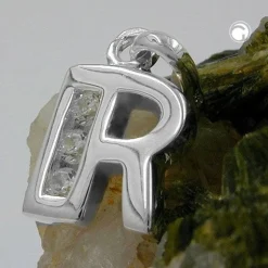 Anhänger 10x7mm Buchstabe R mit Zirkonia aus echtem 925 Silber Damen