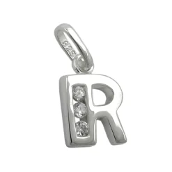 Anhänger 10x7mm Buchstabe R mit Zirkonia aus echtem 925 Silber Damen