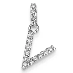Anhänger 7,5x16mm Buchstabe V aus 585 Gold Weißgold Diamanten 0.18 ct TW-SI
