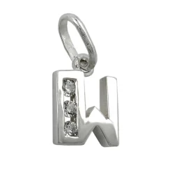 Anhänger 10x7mm Buchstabe W mit Zirkonia aus echtem 925 Silber Damen