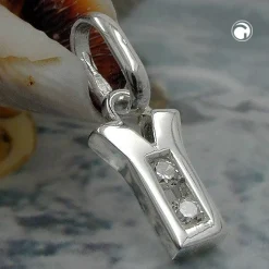 Anhänger 10x5mm Buchstabe Y mit Zirkonia aus echtem 925 Silber Damen