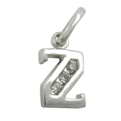Anhänger 10x6mm Buchstabe Z mit Zirkonia aus echtem 925 Silber Damen