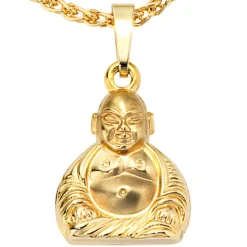 Anhänger 12,1x16,8mm Buddha aus 333 Gold Gelbgold 3D-geformt teilmattiert