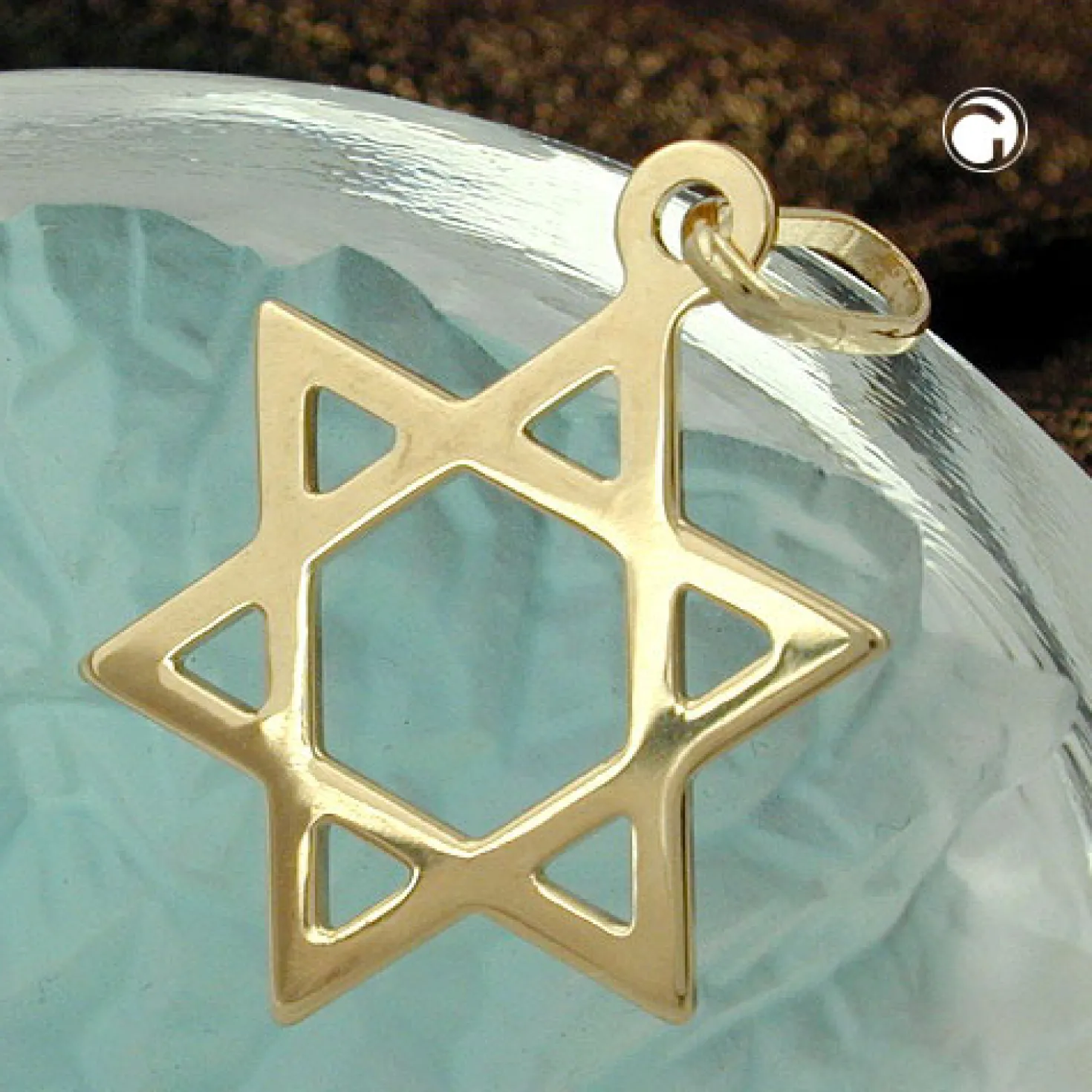 Anhänger 21x18mm David Stern aus echtem 375 Gold Gelbgold glatt Unisex