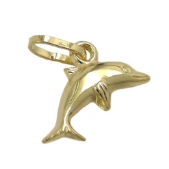 Anhänger 12x7mm Delfin aus 375 Gold Gelbgold klein & fein Goldanhänger