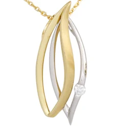 Anhänger 10,3x24,9mm Diamant 0.05Ct W/SI 585 Gold Gelbgold Weißgold spitzoval