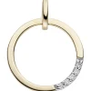 Anhänger 13,4x16,8mm 5 Diamanten 0.025Ct W/P1 auf dem Segment Kreis 585 Gelbgold