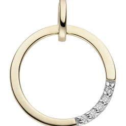 Anhänger 13,4x16,8mm 5 Diamanten 0.025Ct W/P1 auf dem Segment Kreis 585 Gelbgold