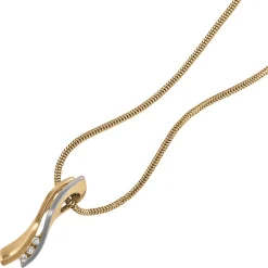 Anhänger 6,3x24mm Diamanten 0.06Ct W/P1 Brillanten 585 Gold Gelbgold Damen