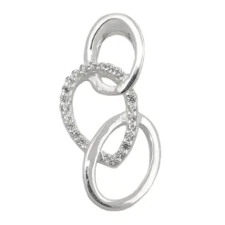 Anhänger 21x10mm drei Ellipsen mit weißen Zirkonia 925 Silber Halsschmuck