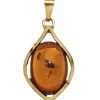 Anhänger 13,6x22,7mm echter Bernstein orange-braun 375 Gold Gelbgold Halsschmuck