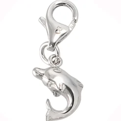 Anhänger 7,5x10,8mm Einhänger Charm Delfin 925 Silber Silbereinhänger Dangle