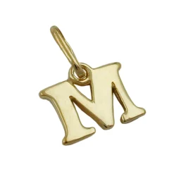 Anhänger 7x8mm Einhänger M Goldbuchstabe Buchstabe aus 375 Gold Gelbgold