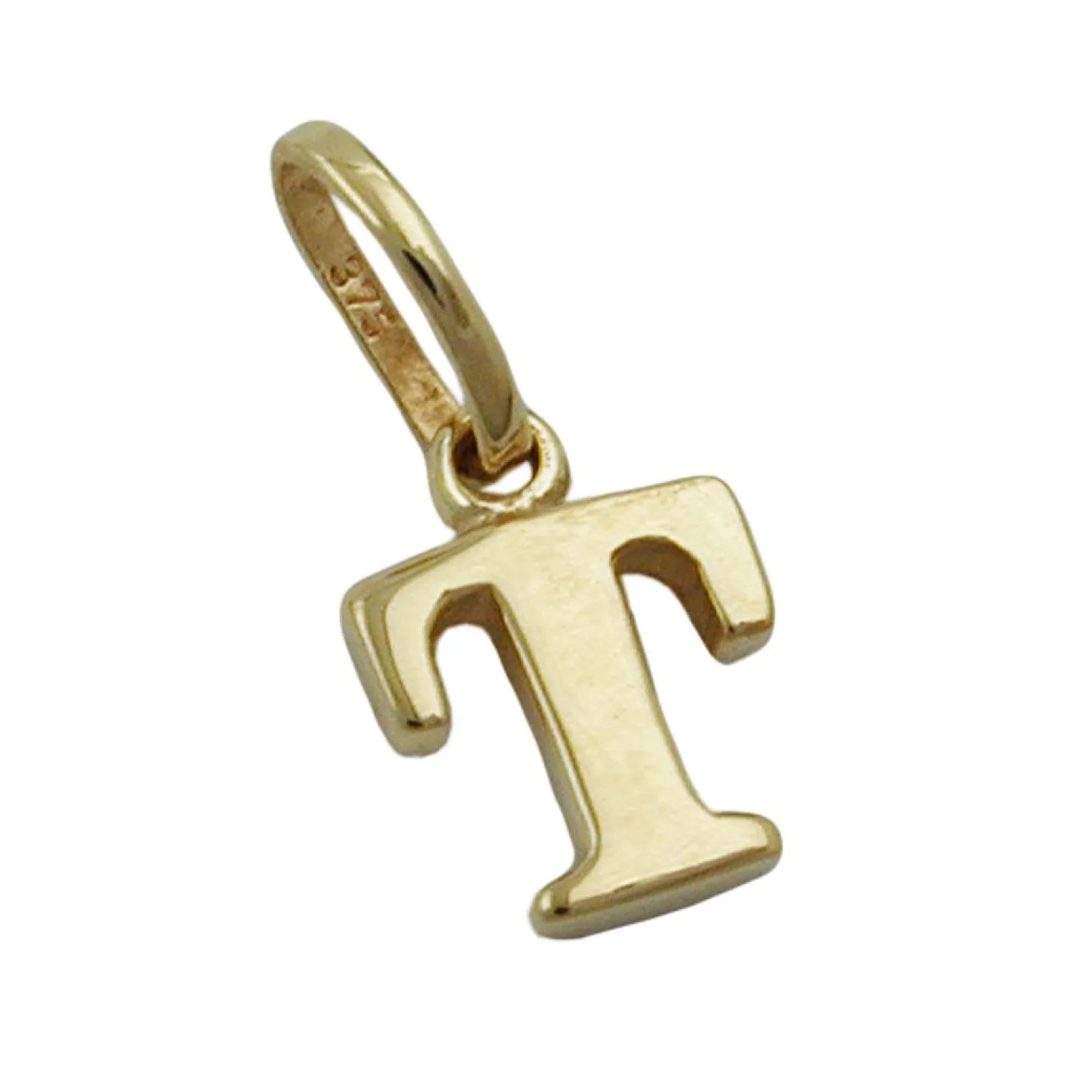 Anhänger 8x6mm Einhänger T Goldbuchstabe Buchstabe aus 375 Gold Gelbgold