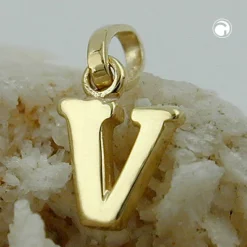 Anhänger 8x6mm Einhänger V Goldbuchstabe Buchstabe aus 375 Gold Gelbgold