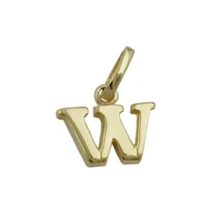 Anhänger 8x9mm Einhänger W Goldbuchstabe Buchstabe aus 375 Gold Gelbgold