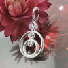 Anhänger 17x13mm ein kleiner Ring eingelegt in den anderen Zirkonia 925 Silber