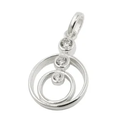 Anhänger 17x13mm ein kleiner Ring eingelegt in den anderen Zirkonia 925 Silber