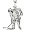 Anhänger 15,6x21,1mm Eishockey Spieler mit Puck aus 925 Silber matt-glänzend