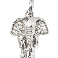 Anhänger 19,9x25,3mm Elefant mit Zirkonia 925 Echt Silber Sterlingsilber Damen