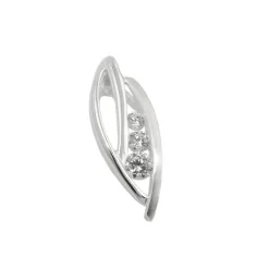 Anhänger 17x6mm elegant Verformt mit weißen Zirkonia matt-glänzend 925 Silber