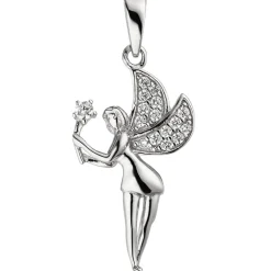 Anhänger 13x24,5mm Elfe mit Zauberstab weiße Zirkonia 925 Silber rhodiniert