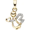 Anhänger 11,1x12,8mm Engel mit Herz aus 333 Gold Gelbgold 12 Zirkonia