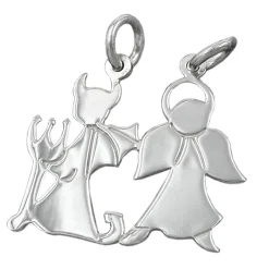 Anhänger 19x20mm Engel und Teufel - Doppelanhänger mit 2 Ösen 925 Silber Damen