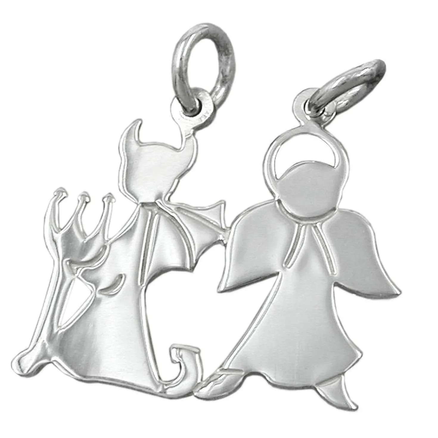 Anhänger 19x20mm Engel und Teufel - Doppelanhänger mit 2 Ösen 925 Silber Damen