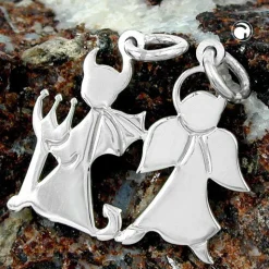 Anhänger 19x20mm Engel und Teufel - Doppelanhänger mit 2 Ösen 925 Silber Damen