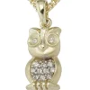 Anhänger 7x14,6mm Eule mit weißen Zirkonia 333 Gold Gelbgold Goldanhänger