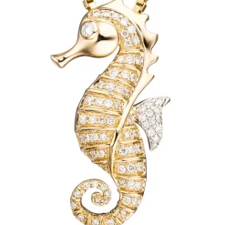 Anhänger 16,5x31,8mm filigranes Seepferdchen 73 Diamanten 0.44Ct 585 Gelbgold