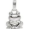 Anhänger 18,1x22mm Frosch Kröte mit Zirkonia weiß 925 Silber Silberanhänger