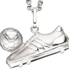 Anhänger 19,2x11,9mm Fußballschuh mit Ball 925 Silber teilmattiert Kinder