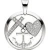 Anhänger 20,1x25,6mm Glaube Liebe Hoffnung im Kreis 925 Silber mit Zirkonia