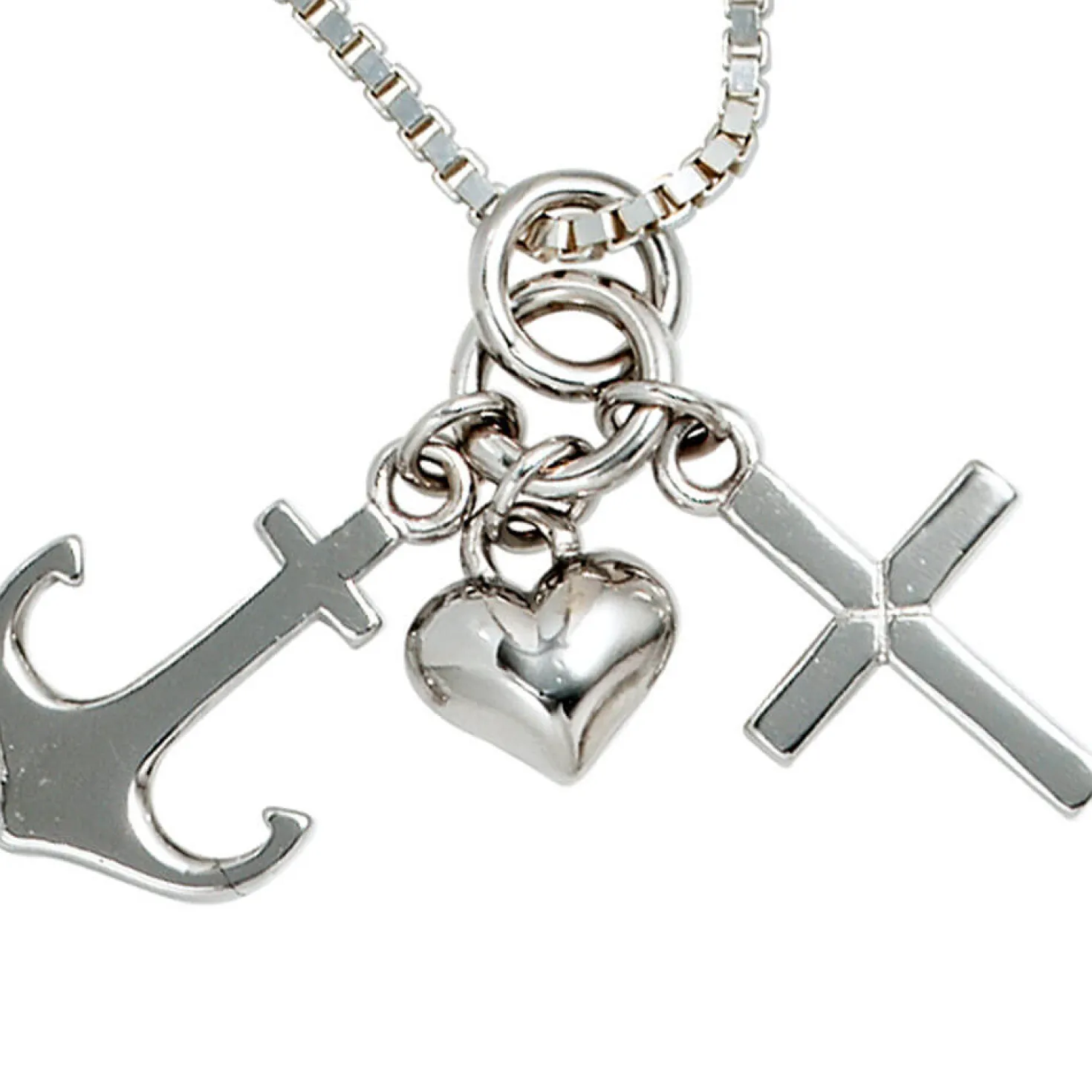 Anhänger 10,2x24,8mm Glaube Liebe Hoffnung 925 Silber Einhänger Unisex
