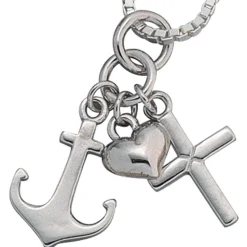 Anhänger 10,2x24,8mm Glaube Liebe Hoffnung 925 Silber Einhänger Unisex