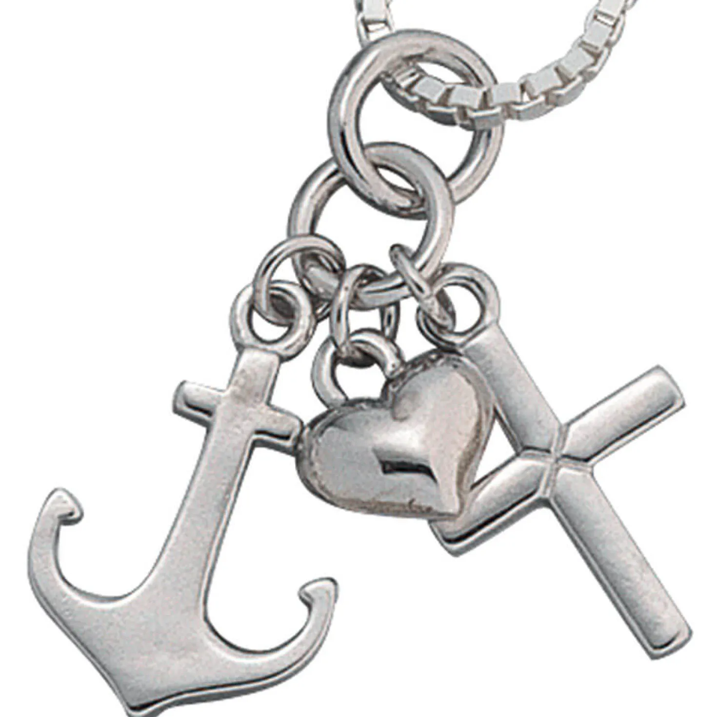 Anhänger 10,2x24,8mm Glaube Liebe Hoffnung 925 Silber Einhänger Unisex