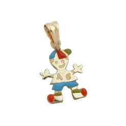 Anhänger 14x10mm Goldanhänger Junge rot-blau aus 375 Gold Gelbgold für Kinder